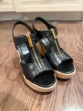 MICHAEL Michael Kors Berkley Leather Espadrille Wedges – Size 10M – Worn Twice
